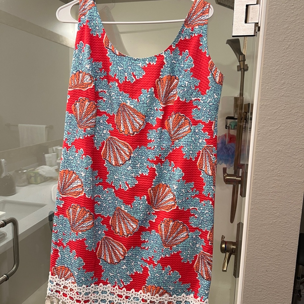Lilly Pulitzer Red and Blue Shell Print Dress